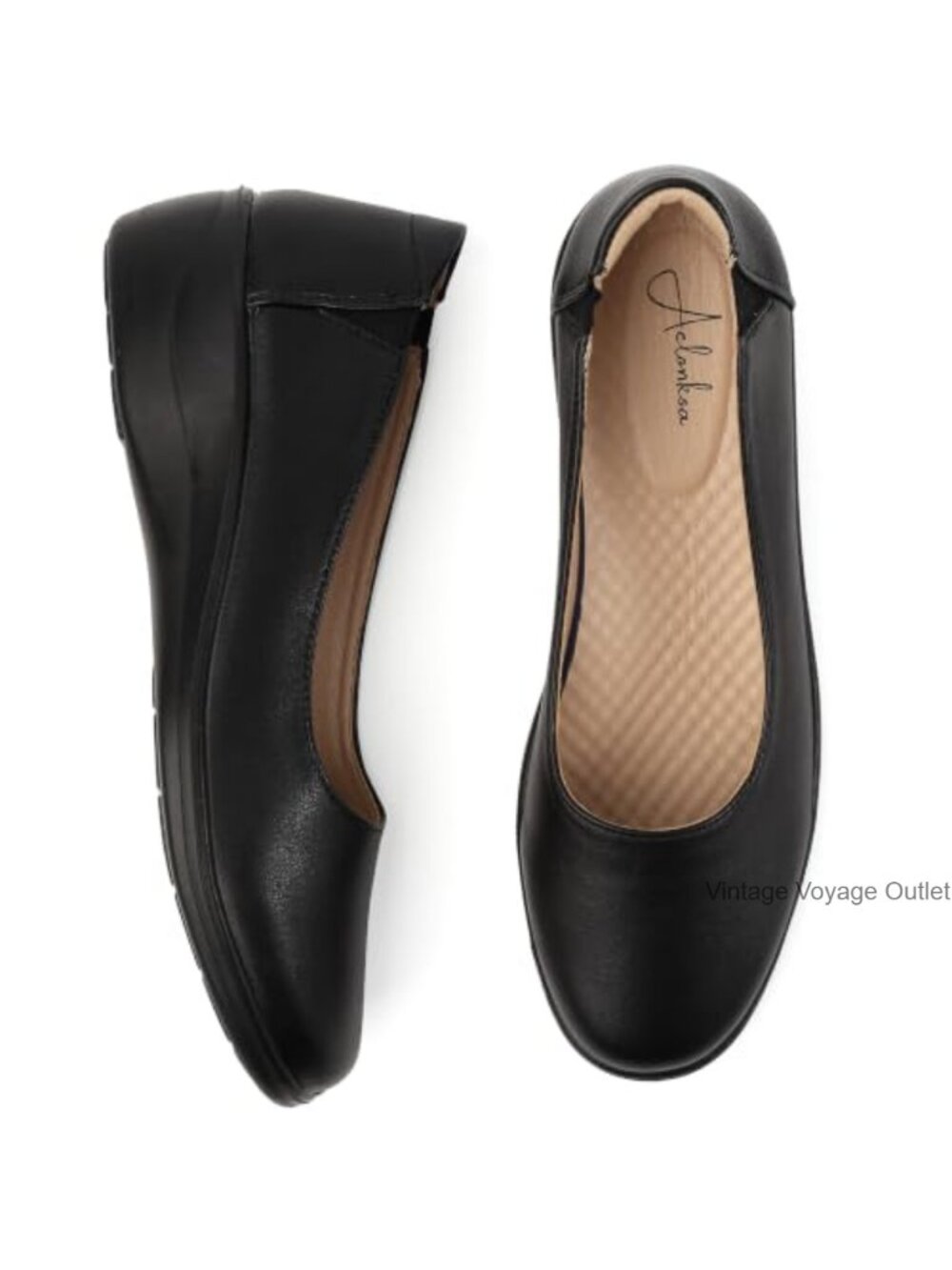 Womens PU Leather Ballet Flats Business Office Dress Shoes Slip On